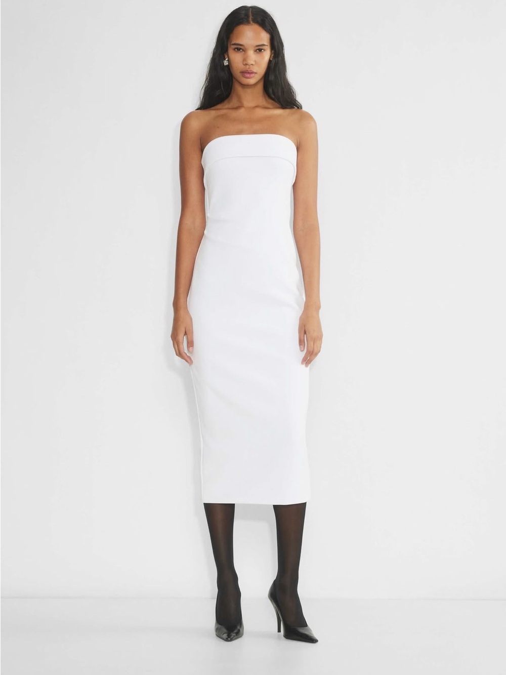 NEW ARITZIA Babaton FigureKnit™ Eyecatcher Dress Bright White Small Strapless
